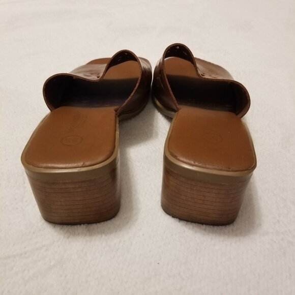 Brown Leather Mules Sandals 2in Block Heel US 5.5 Montego Bay Club Leather Club - Picture 3 of 10